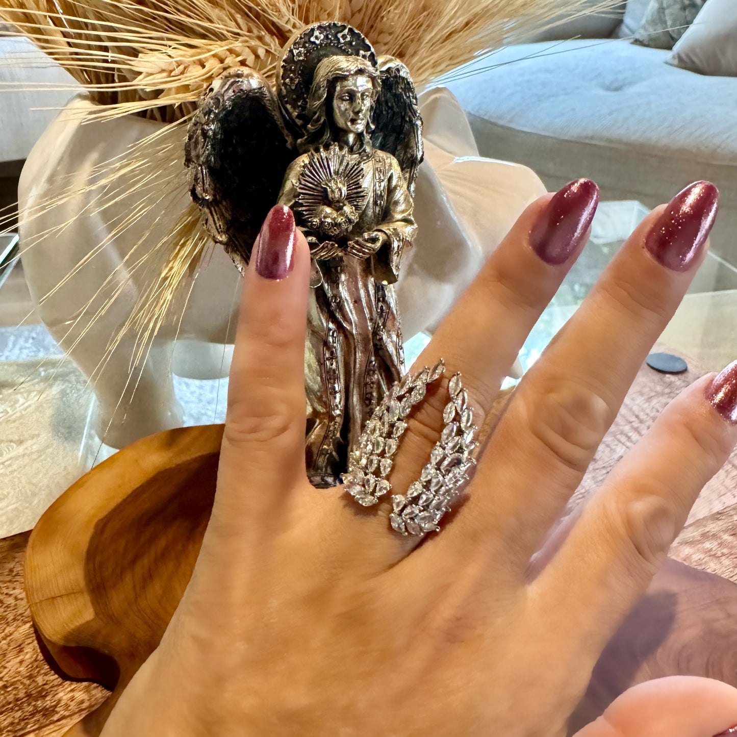Anillo Ajustable Alas De Ángel Con piedras
