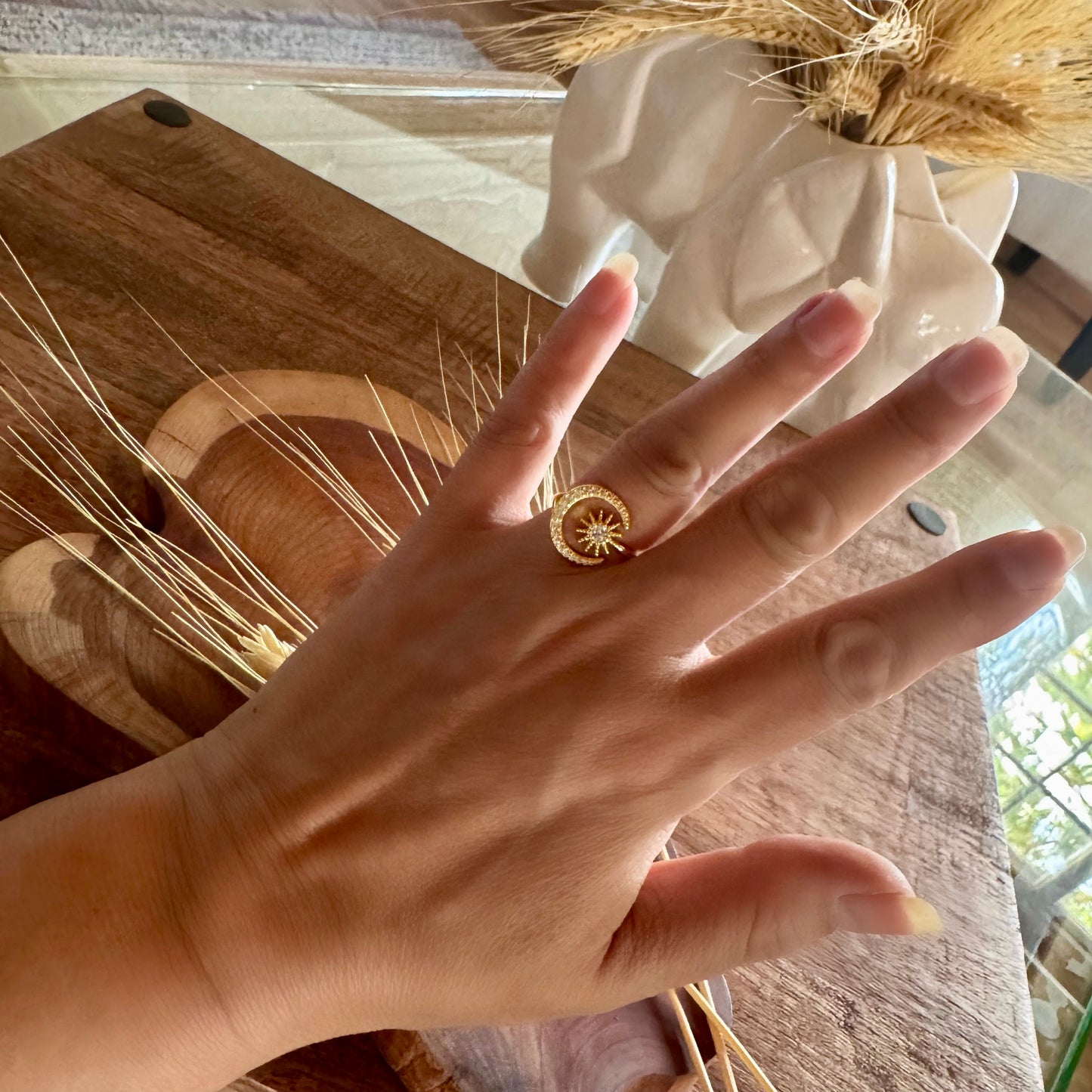 Anillo De Luna Y Estrella Con Piedras Swarovsky