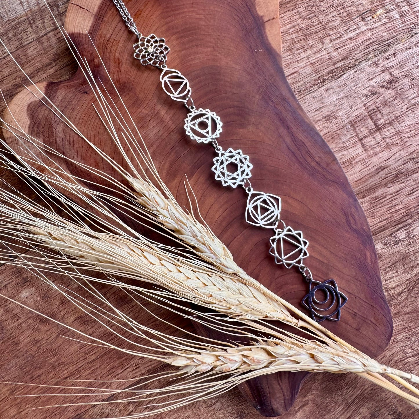 Collar Plateado De Chakras