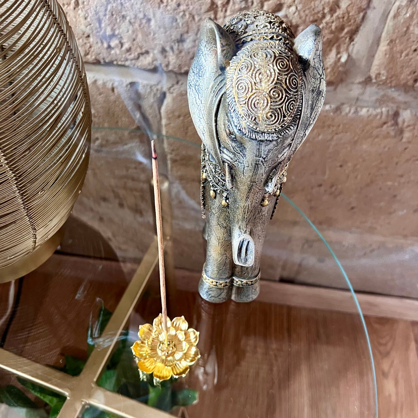 Incensario Flor de Loto Dorado Chico