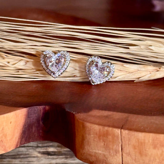 Aretes De Corazón Y Piedras Suarovski